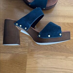 Women's Navy Suede Platform Sandals NEW